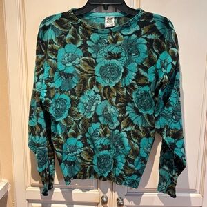 Luantel made in Italy Floral Teal Sweater Top long sleeves